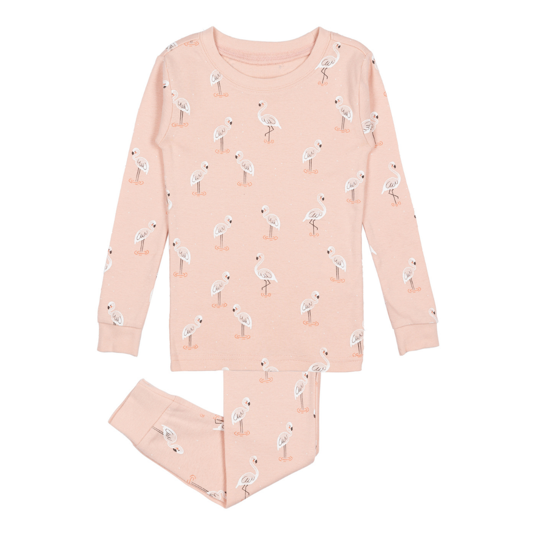 Pyjama 2 morceaux en coton biologique - Flamants roses